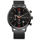 MINI FOCUS MF0185G Business Style Complete Calendar Mesh Steel Men Wristwatch Quartz Watch