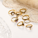 8 Pcs Women Trendy Gift Ring Set Vintage Crystal Geometric Gem Casual Knuckle Rings