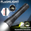 T6 Portable Black Tactical Military LED Flashlight Torch Zoom-able Work