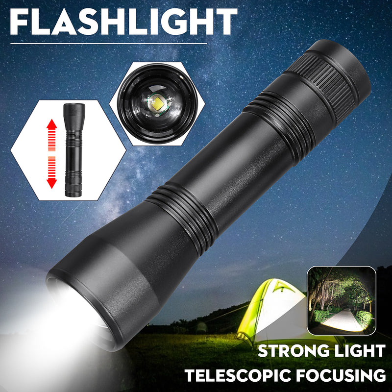 T6 Portable Black Tactical Military LED Flashlight Torch Zoom-able Work