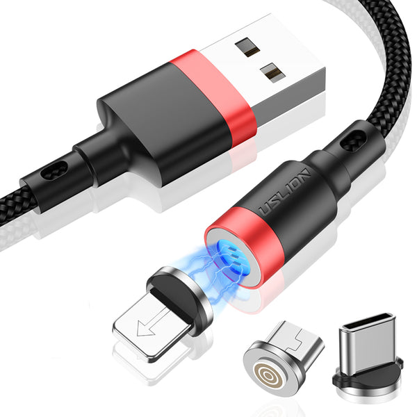 USLION 3A Quick Charging Micro USB Type C Fast Charging Magnetic Data Cable For Huawe P30 Pro Mate 30 Xiaomi Mi9 9Pro Redmi K20 Pro K30 S10+