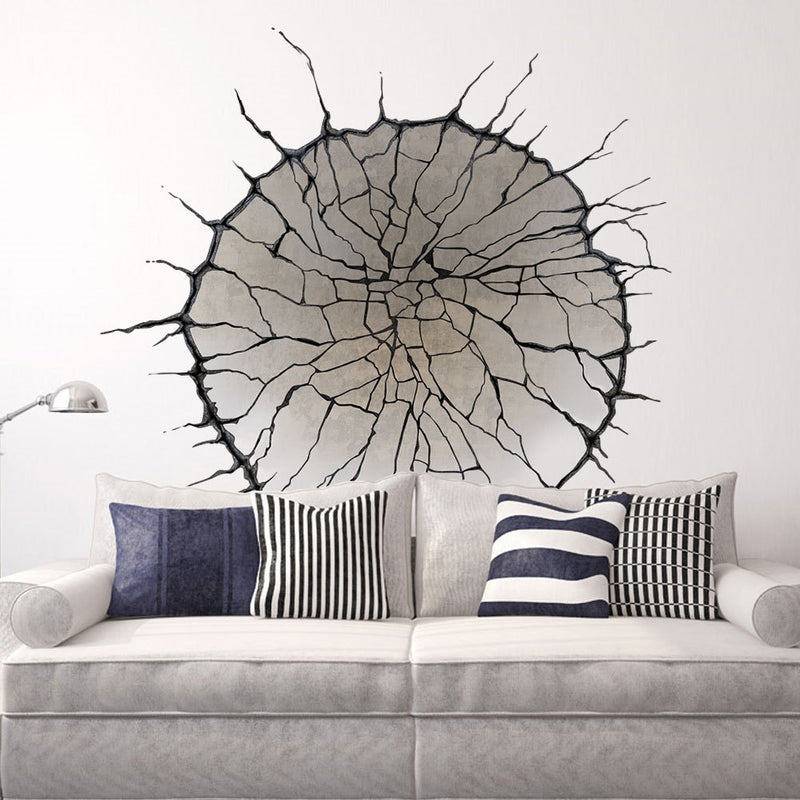 Miico Creative 3D Round Broken Wall PVC Removable Home Room Decorative Wall Door Decor Sticker