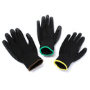 12 Pairs Black PU Safety Work Glove Builders Protect Palm Coating Gloves S/M /L Option