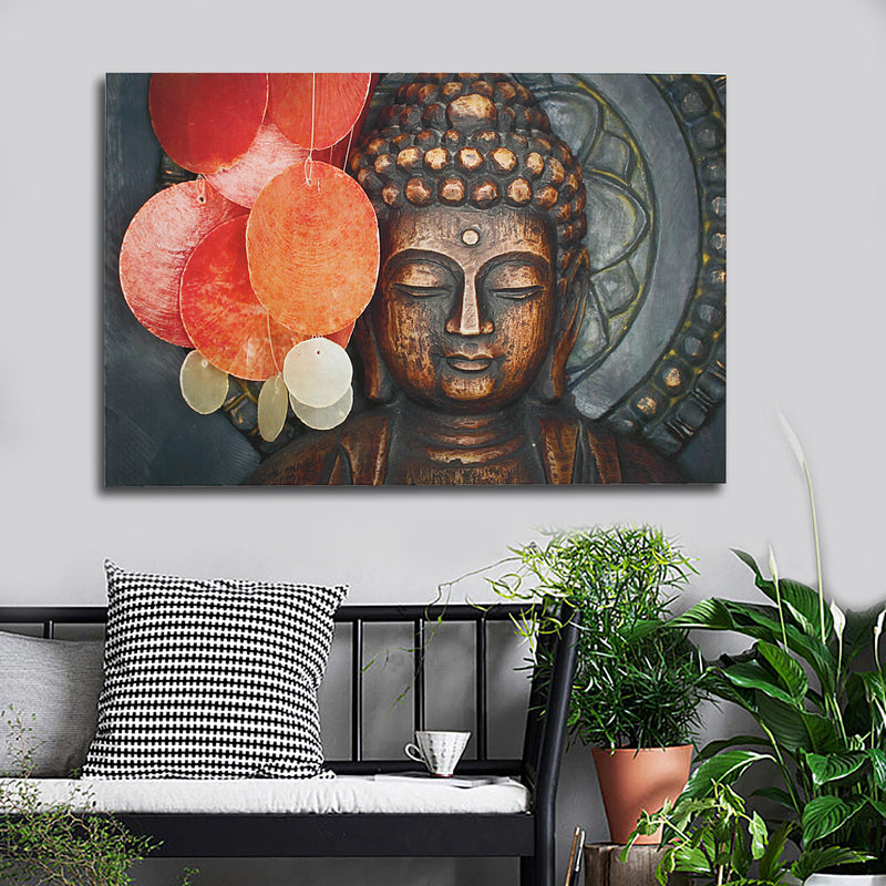 HD Statue Meditation Painting Print on Cambric Home Room Wall Sticker Art Decor