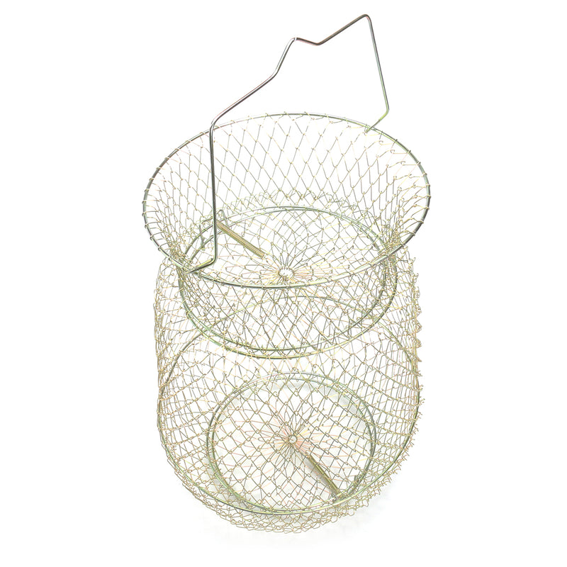 30cm Length Foldable Steel Wire Fishing Pot Trap Net Crab Shrimp Cage Fishing Basket