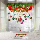 Merry Christmas Bell Waterproof Bathroom Shower Curtain Bath Mats Toilet Cover