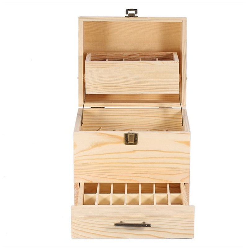 59 Slots 3 Tier Essential Oil Storage Box Wooden Aromatherapy Organizer Roller