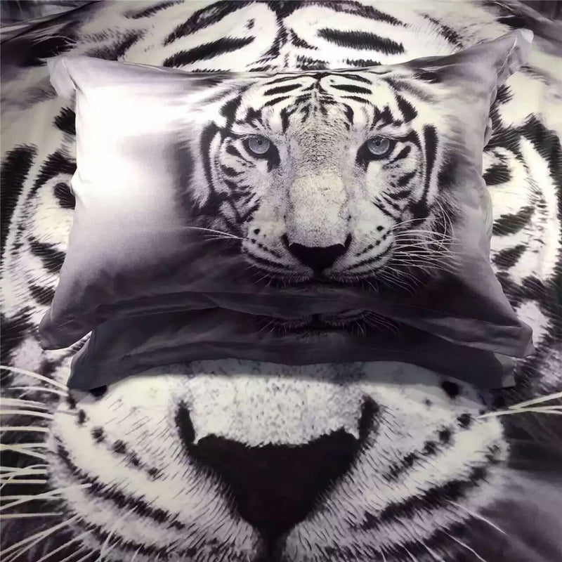 3 PCS Bedding Sets 3D Animal Tiger Head Printing Quilt Cover Pillowcase For Full Size