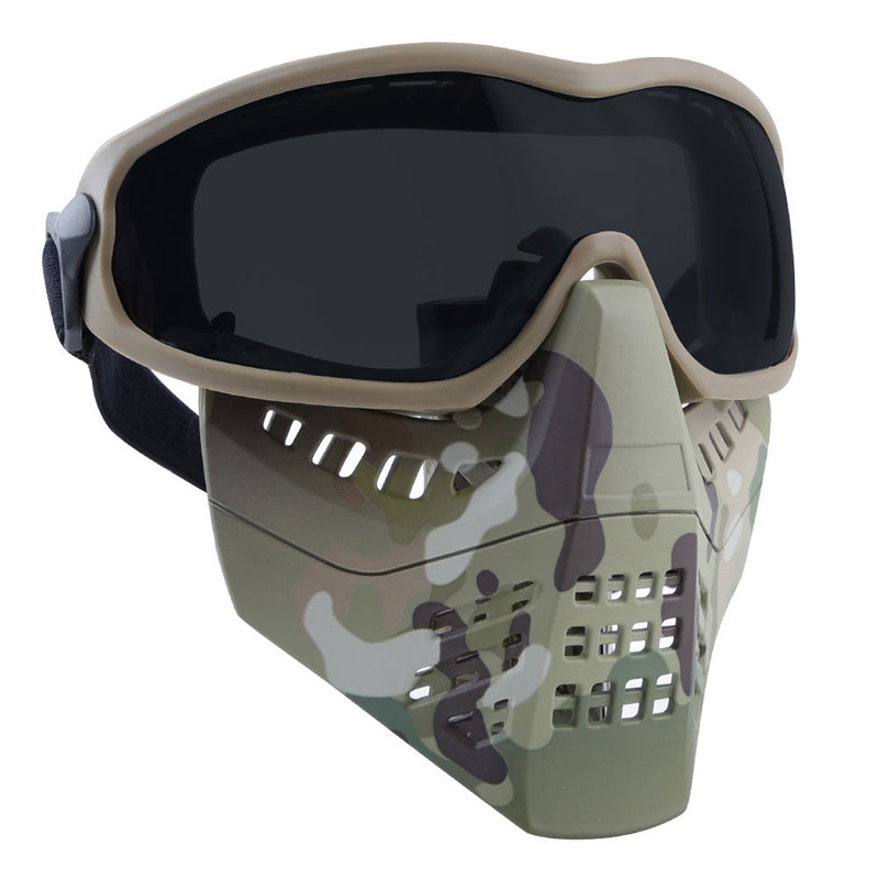 Wosport Tactical Glasses+Half Face Mask Removable Outdoor CS Military Protective Mask