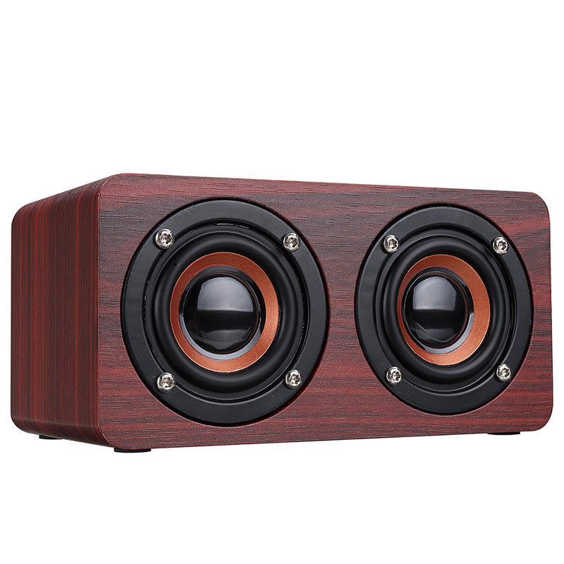 Wooden Stereo Bass bluetooth 4.2 Speaker Audio Music Box with Mini Microphone