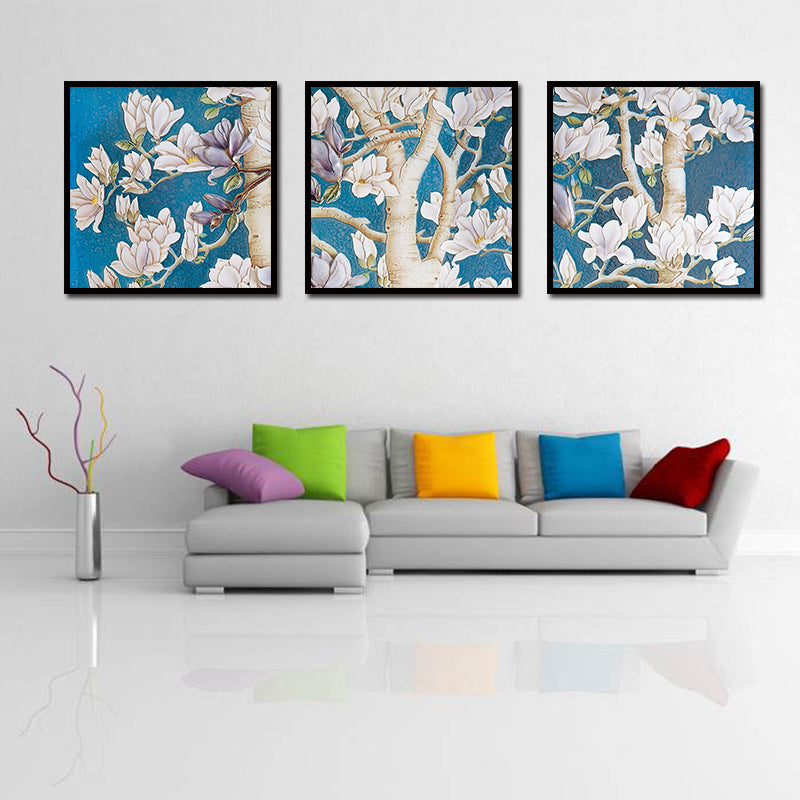 Miico Hand Painted Three Combination Decorative Paintings Oak flower Wall Art For Home Decoration
