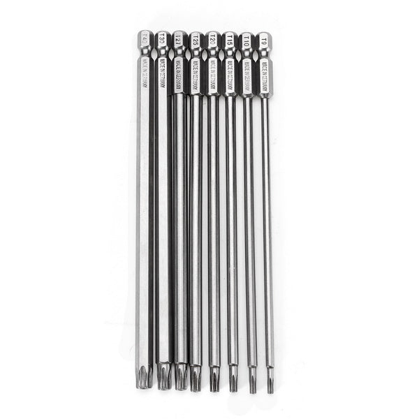 Broppe 8pcs T9-T40 150mm Magnetic Torx Screwdriver Bits 1/4 Inch Hex Shank