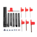 Drillpro 7pcs 12mm Shank Lathe Boring Bar Turning Tool Holder Set With Blue Nano Carbide Inserts