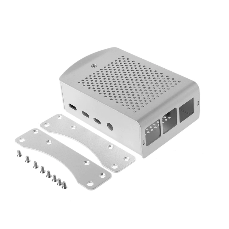 Sliver Housing Aluminum Alloy Case Dual Mounting Plate Protective Shell Metal Enclosure fit for Raspberry Pi 4 Model B