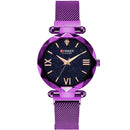 CURREN 9063 Elegant Design Romantic Sky Dial Show Women Wrist Watch Full Steel Quartz Watch