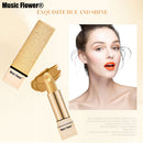 Music Flower Golden Lip stick Shimmer Long lasting Water-proof Metal Moisturizing Women Makeup
