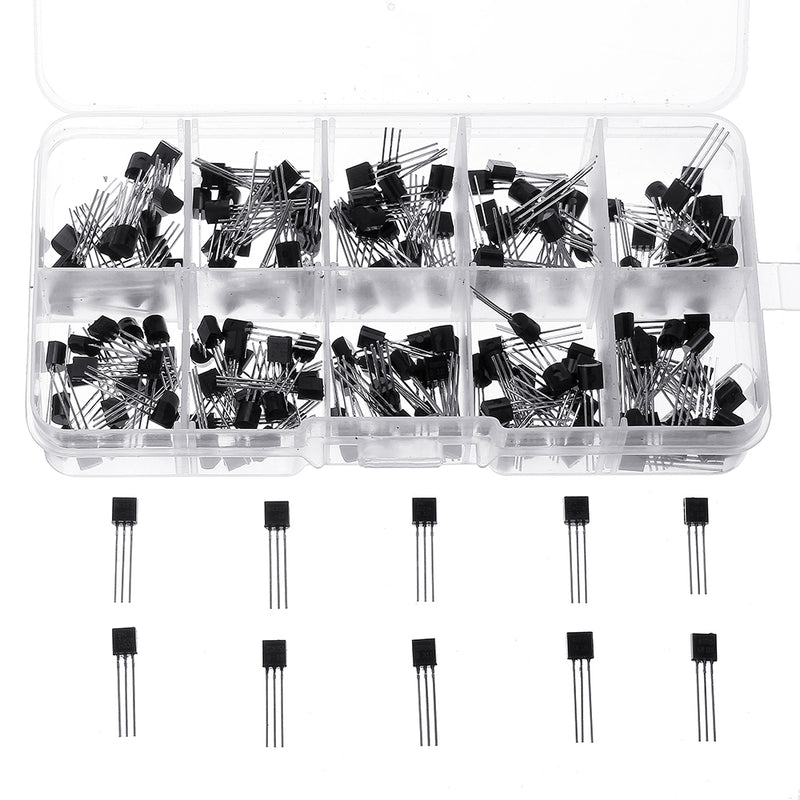 200Pcs 10Values 20 Each Transistors Kit BC337 BC327 2N2222 2N2907 2N3904 2N3906 S8050 S8550 A1015 C1815 Transistor