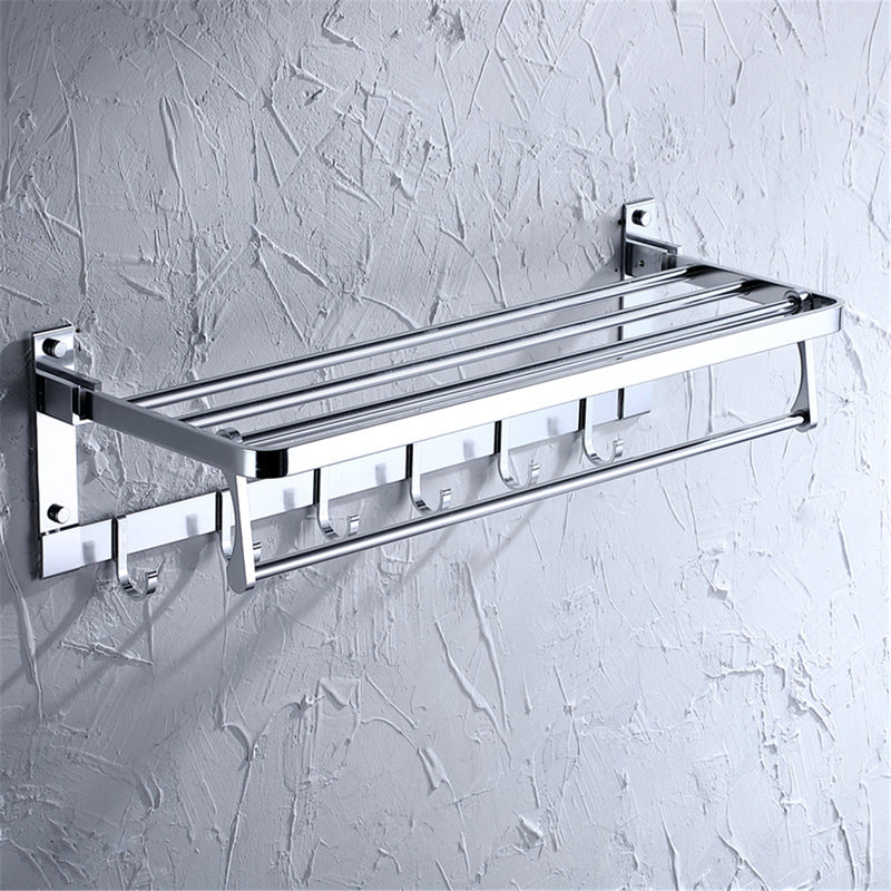 Alumimum Bath Double-Deck Towel Rack Rail Bar Wall Mounted Holder Storage Shelf