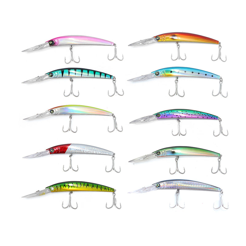 ZANLURE 10PCS Top Fishing Lures Big Fishing Bait 17cm/27g Fishing Lure Fishing Tackle 10 Colors Baits Kits with 2 Treble Hooks