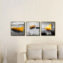 Miico Hand Painted Three Combination Decorative Paintings Yellow Boat Wall Art For Home Decoration