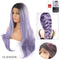 Light blue T color lady's synthetic fiber front lace wig high temperature silk half hand hook long curly hair