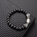 Ethnic Double Dragon Bracelets Black Gallstone Beaded Bracelet Vintage Jewelry for Men