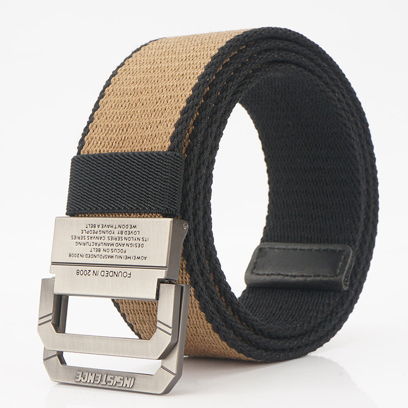 AWMN 2SD 125CM Nylon Tactical Belt Outdoor Leisure Double Zinc Alloy Waist Belts