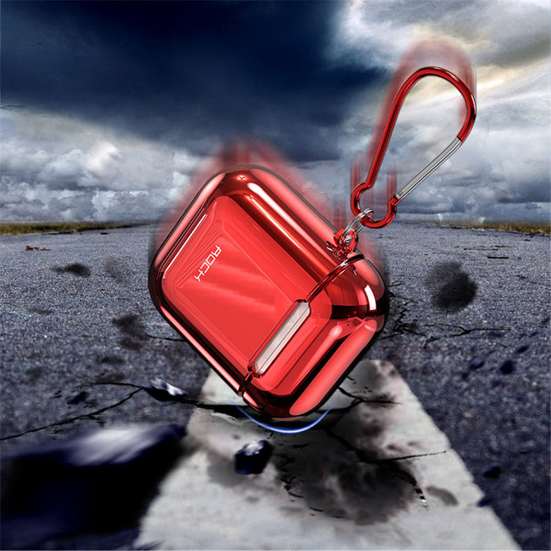 Rock Plating Dust-proof Earphone Protective Case With Anti-lost Hook For Apple AirPods 2017 / Apple AirPods 2019