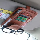 Multiple Layers Car Glasses Folder PU Leather Sun Visor Card Holder Car Storage Bag