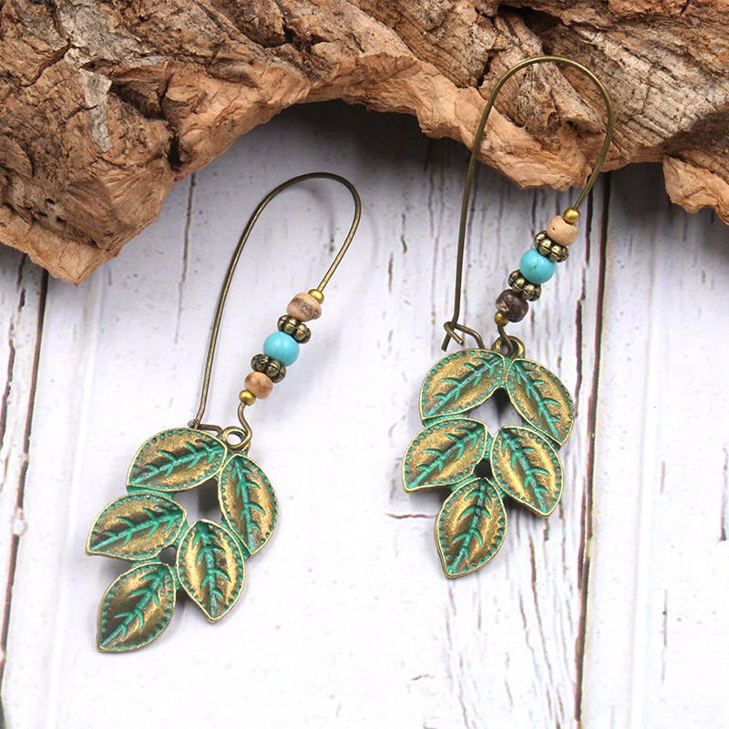 Bohemian Leaves Drop Earrings Retro Alloy Earrings Fashion Women Earring