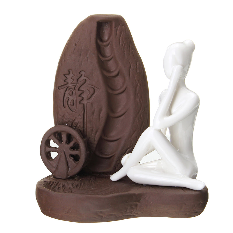 Ceramic Waterfall Backflow Smoke Incense Burner Censer Holder Decorations 10 Cones