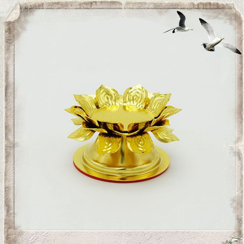Hollow Lotus Candlestick Alloy Butter Lampholder Candle Holder for Buddhism Pray Ghee Light