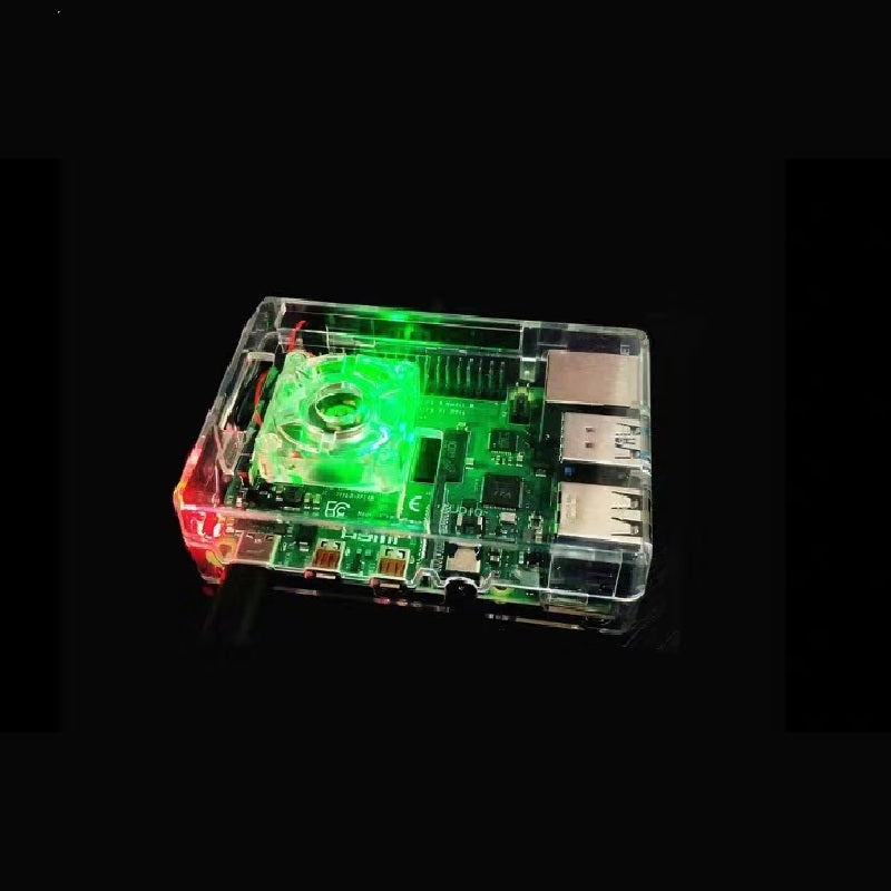 RGB 5V Cooling Fan 30*30*7mm with Transparent Protective Case for Raspberry Pi 4 Model B