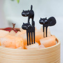 6Pcs Mini Animal Fork Fruit Picks Cute Cartoon Black Cat Children Fork Toothpick Novelties Toys
