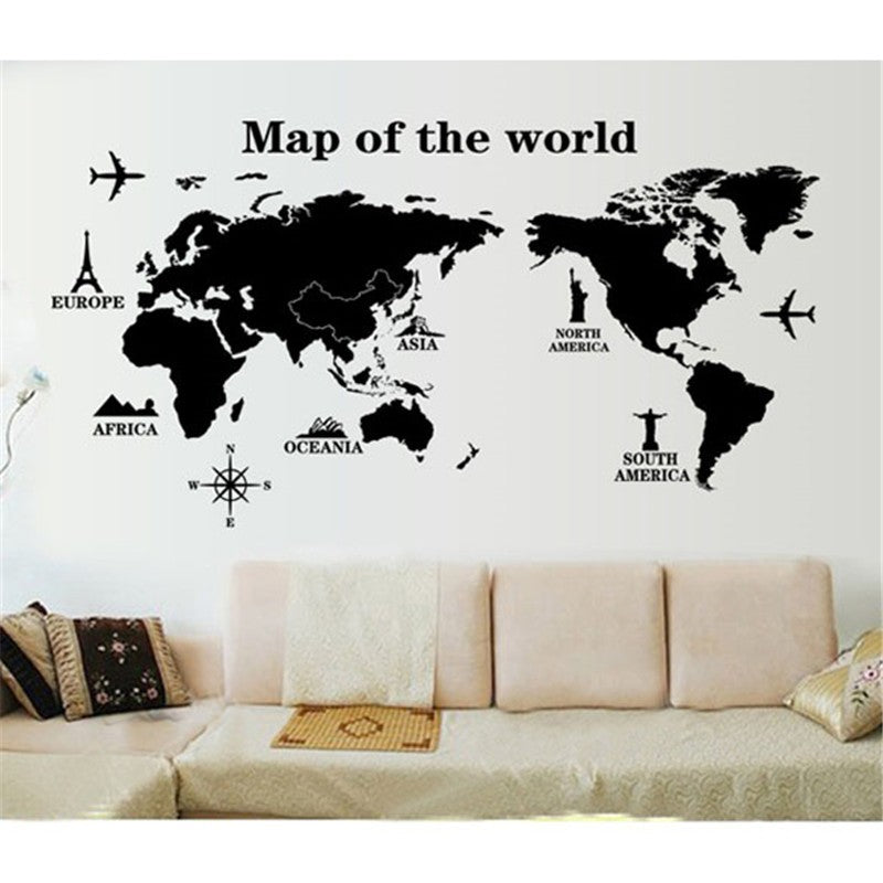 Removable Poster Letter World Map 3D Art Decor Vinyl Wall Sticker Living Room Office Decorations