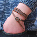 Punk Leather Ancient Wristband Simple Word Love Multilayer Bracelet for Women for Men