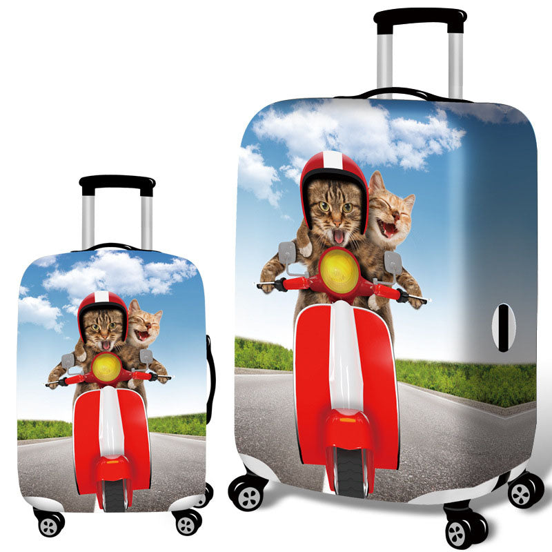 Honana 3D Spoof Cat Elastic Luggage Cover Trolley Case Cover Warm Travel Suitcase Protector