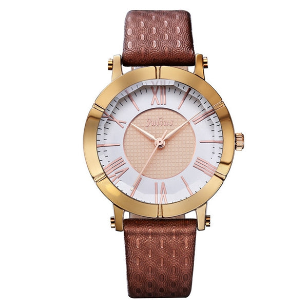 JULIUS 789 Fashion Luxury Leather Strap Ladies Student Quartz Watch