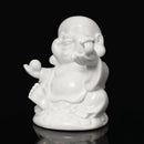 Peace Sign Laughing Hotai Statue Happy Sitting Hotai White Gloss Home Decorations