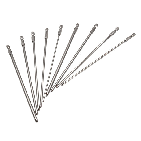 Broppe 9pcs 200mm Magnetic Long Hex Cross Head Screwdriver Bits