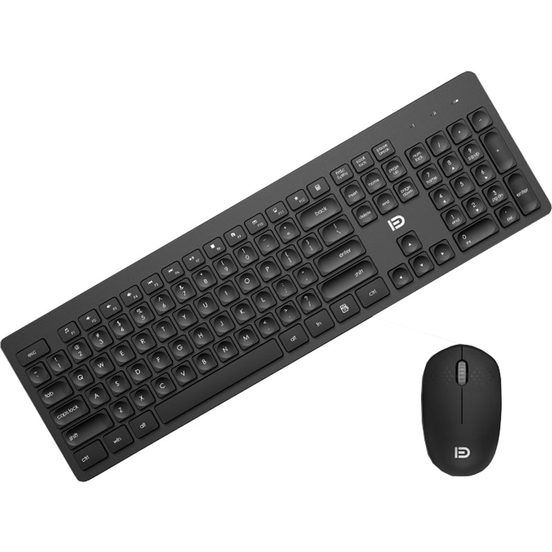 FD IK7300 2.4GHz Wireless Keyboard & Mouse Combo Set 104 Keys Silent Concave Button Keyboard 1600DPI IC Control Mouse with USB Receiver for Computer Laptop PC