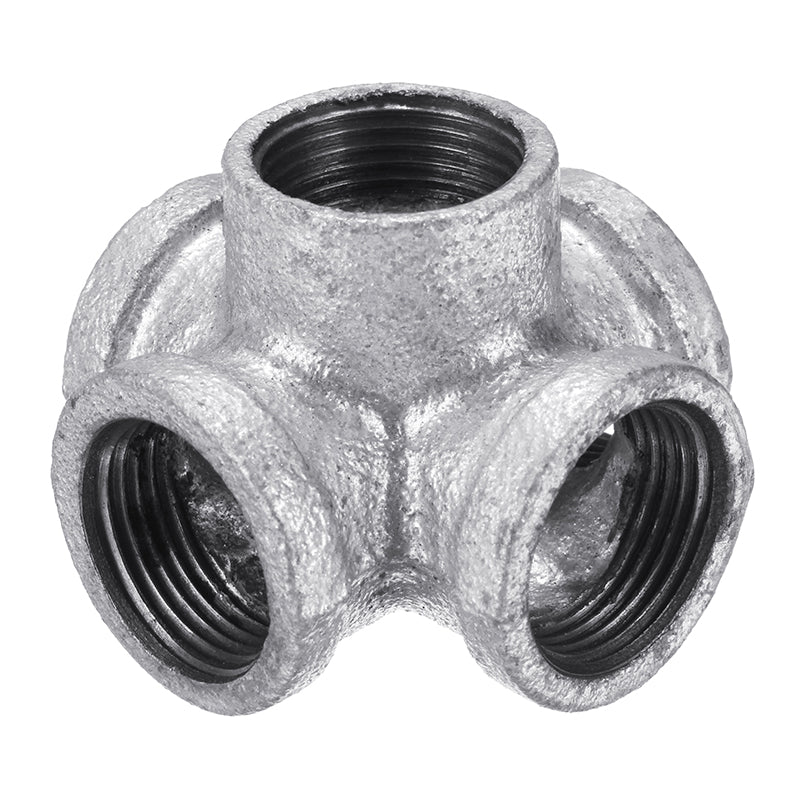 1/2" 3/4" 1" 5 Way Pipe Fitting Malleable Iron Galvanized Outlet Cross Female Tube Connector