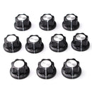 10Pcs Nonslip Potentiometer Rotary Control Knobs 6mm Hole 12mm Top Black Silver Tone Shift Knob