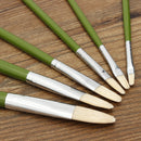 1 Set Green Rod Painting Brush 6 Pcs Paintbrush Long Handle Hair Bristle Painting Brushes Watercolor Oil Acrylic Paint Art Supplies