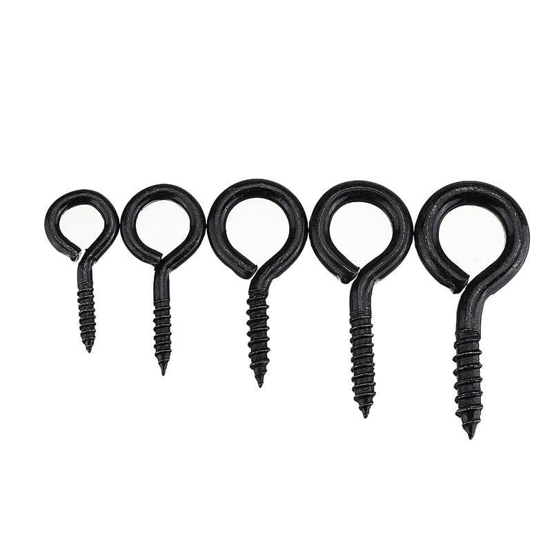 44Pcs Screw Eyes Zinc Plated Self Tapping Thread Eye Bolt Ring Hooks With Expansion Pipe Black
