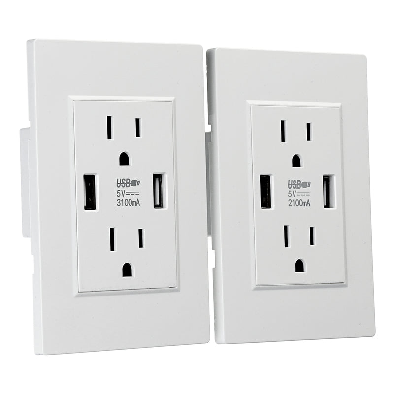 US Standard Dual USB Wall Socket Double 2.1A/3.6A Universal Plug Socket Port Power Adapter Outlet Tamper Resistant Duplex Receptacle