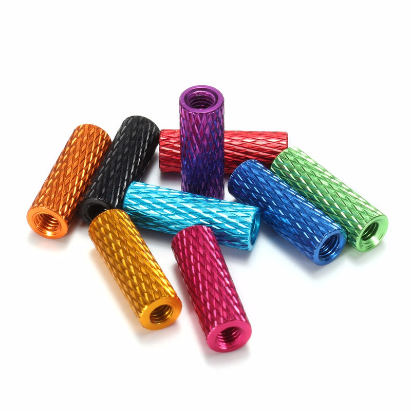 Suleve M3AS2 10Pcs M3 10mm Knurled Standoff Aluminum Alloy Anodized Spacer