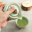 Handmade Chinese Travel Tea Pot Ru Kiln Kung Fu Tea Set Ceramic Teacup Carry Bag