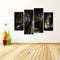 Miico Hand Painted Four Combination Decorative Paintings Dark Night City Street Wall Art For Home Decoration