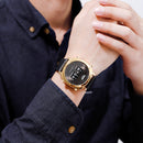 SKMEI 1519 Creative Rolling Time Display Leather Strap 30M Waterproof Men Watch Quartz Watch
